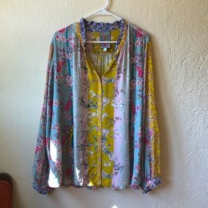 Johnny Was long sleeve button up blouse